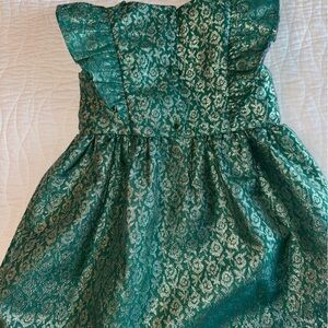 Janie & Jack Ruffle Sleeve Jacquard Metallic A-Line Dress Size 3